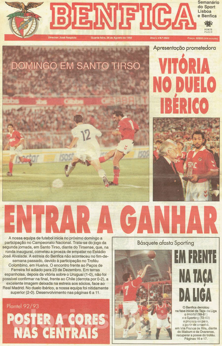 jornal o benfica 2602 1992-08-26
